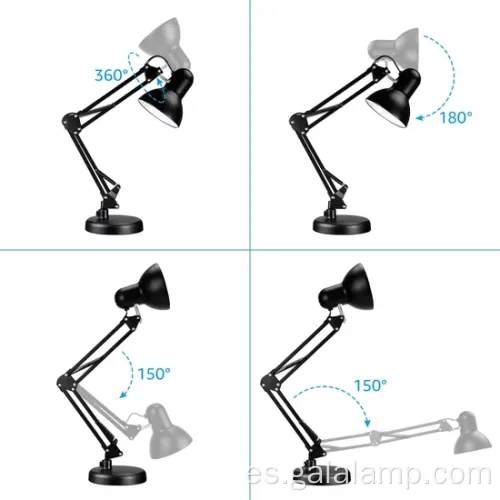 Lámpara de escritorio de metal versátil de cuello de ganso ajustable